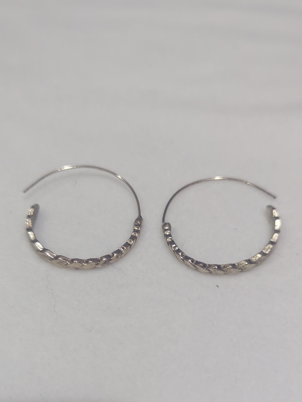 Silver Textured Hoop Earrings - Women Jewelry